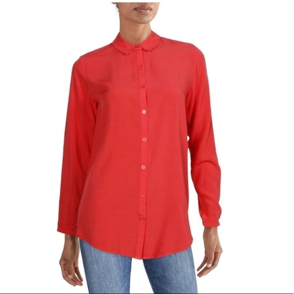JOULES NWT Elvina Button Front Long Sleeve Shirt Size 4 in Poppy - Picture 1 of 14